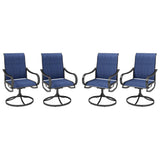 MFSTUDIO Swivel Patio Dining Chairs Set of 4, Blue Textilene Fabric