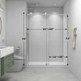 EPXMKX 55"- 60" W x 76" H Soft Closing Sliding Frameless Shower Doors,Nano Explosion-Proof Film Shower Glass Door,5/16" (8mm) Transparent Glass Shower Door (Brushed Nickel 60" Wx76 H)
