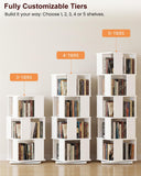 5-Tier Rotating Bookshelf Tower, 360° Spinning Modern Book Storage Bookcase
