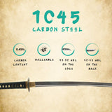 Hand Forged 1045 Steel Black Shell-Inlay Crane Katana Full Tang Sword