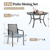 SUNSHINE VALLEY Patio Dining Set for 4, 42" Round Metal Table, 4 Chairs