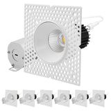 LUXRITE 2 Inch Trimless LED Recessed Lighting, 12W, 1100LM, 5CCT 2700K-5000K, 60° Beam Angle, Dimmable, Push-n-Lock Spotlight, CRI 90, Damp & IC Rated, Plaster Downlight, ETL (6 Count (Pack of 1))