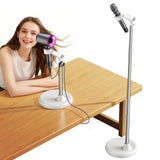 Blissfuhue Hands Free Adjustable Hair Dryer Stand, 17-51in Height & 360° Swivel, for Countertop and Floor Use, Heavy-Duty Blow Dryer Holder with Hook, Fits Most Hair Dryers for Home, Vanity, Bathroom