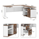 Tribesigns 63 Inch Executive Desk with File Cabinet, L Shaped Office Desk with Drawers and Storage Shelves