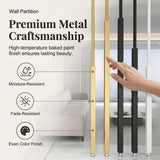 Quvex No-Drill Floor to Ceiling Room Divider, 8-Pack Metal Slats Privacy Screen Divider Column with Leveling Feet, Space-Saving Decorative Partition Posts for Home, Office & Stairway, Black