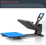 Slide Out (12.25") Heat Press Machine for T Shirts, Clamshell Pull Out Lower Platen