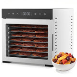 OLIXIS Food Dehydrator Machine, 500W Jerky Dehydrators with 8 Stainless Steel Large Trays, 185°F Temperature Control & 24H Timer Food Dryer for Fruit Meat Herb Dog Treats, Silver
