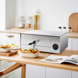 Stainless Steel Pizza Baker With Auto Shut-off, Handle, Removable Pizza Tray, Countertop Pizza Maker For Kitchen & Commercial Use COSTWAY