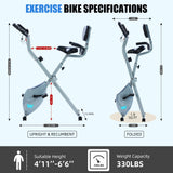BARWING Exercise Bike Stationary Bikes for Home with APP，3 in 1 Folding Exercise Bikes for Seniors, Indoor Cycling Workout Bike 16-Level Adjustable Resistance,330LB Capacity,Comfortable Seat Backrest Grey