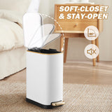 SYNCVIBE Bathroom Trash Can with Soft-Close Lid 3.5 Gallon Stainless Steel Garbage Can with Removable Inner Bucket Slim Trash Bins for Bedroom