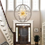 Modern Large Black and Gold Crystal Chandelier for Entryway High Ceiling