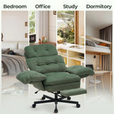Criss Cross Office Chair with Foot Rest, Big and Tall Office Desk Chairs with Flip Armrests for Pets & Cross Legged Sitting, Comfy Executive Ergonomic Reclining Computer Gaming Vanity Chair, Green