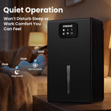 OWAAE Dehumidifier, 1000 sq.ft Quiet Dehumidifiers for Home Bedroom Bathroom Basement with 95oz Water Tank, Sleep Mode, Auto Shut-Off 7 Colors LED Light, Black