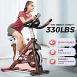 POOBOO Exercise Bike, Stationary Bike for Home Gym, Friction Resistance Indoor Cycling Bike w/Comfortable Seat Cushion & Tablet Mount, Silent Belt Drive Indoor Bike for Cardio Workout pooboo