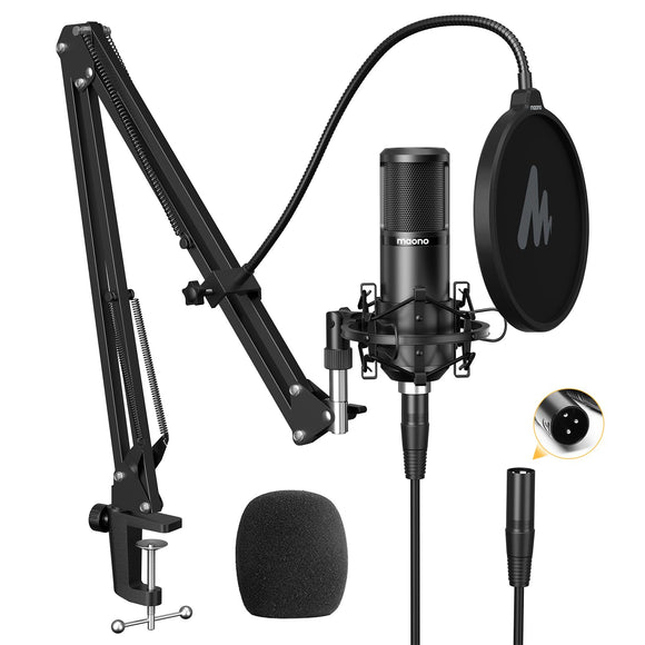 XLR Condenser Microphone, Professional Cardioid Studio Recording Mic for Streaming, Podcasting, Singing, Voice-Over, Vocal, Home-Studio, YouTube, Skype, Twitch (PM320S) MAONO