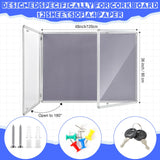 Motipuns 48"x36" Lockable Enclosed Bulletin Board with Glass Door, Weather Resistant Cork Notice Board, Wall Mounted Display Case for School Office Community Outdoor, 12xA4(Gray, Silver Frame)