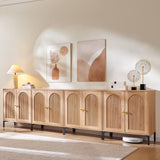 IFGET 123.5" W Modern Arched Sideboard Buffet Cabinet with Storage, Natural