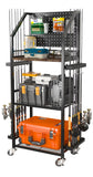 SOYEEZE Fishing Rod Holders for Garage, Fishing Pole Holders Up to 12 Rods with Pegboard and Hooks,Rolling Fishing Cart with Wheels, Fishing Gear Storage For Tackle Box & Reel Organization