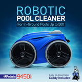 Polaris 9450 Sport Robotic Pool Cleaner, Automatic Vacuum for InGround Pools up to 50ft, 60ft Swivel Cable, Wall Climbing Vac w/Strong Suction & Easy Access Debris Canister