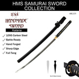 Hand Forged 1095 Curling Cloud Katana, Visible Hamon Full Tang Sword