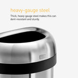 simplehuman 60 Liter / 15.9 Gallon Large Semi-Round Open Top Trash Can Commercial Grade Heavy Gauge, Brushed Stainless Steel simplehuman