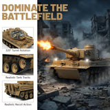 AoreSpty RC Tank that Shoots Water Bullets, 1:22 Tiger Remote Control Tank with Infrared Battle System, Army Toy for Kids and Adults, RC Military Vehicles