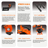 PROYAMA Gas Powered Leaf Blower, 3-in-1 26cc 2-Cycle Handheld Leaf Blower & Leaf Vacuum Mulcher, 412 CFM 200 MPH Cordless Blower