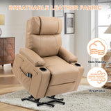 BRTHORY Leather Power Lift Recliner Chair for Elderly, with Massage & Heat