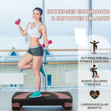 Fitvids Step Aerobic Platform, 31" Exercise Step with 3 levels Adjustable Height, 4 Stackable Risers, Fitness Training Workout Stepper for Home Gym, Cardio Strength, Black & Pink