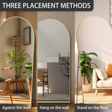 ZHUNFA Arched Full Length Mirror, 76x37 Oversized Floor Mirror with Stand, Gold Mirror Full Length, Aluminum Full Body Dressing Mirrors with Arched-Top, Leaning for Living Room, Bedroom
