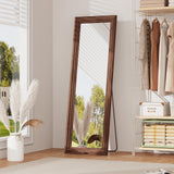 ZHUNFA Full Length Mirror,71x32 Inch Full Length Mirror Wall Mounted,Vertical Hanging,Leaning Standing for Bedroom,Living Room,Rectangular Wooden Frame,Wood Brown Color.