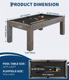 7 FT Pool Table, Complete Set with 2 Cues, 16 Balls, 2 Chalks, Triangle, Brush, Adult Game Billiard Table for Home Game Room Party, Professional Black Cloth, Rustic Grey Finish, 84 L x 46 W x 32 H