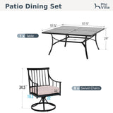 PHI VILLA 9 Piece, Outdoor Dining Table, 57.5"x57.5" Table