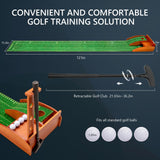 Golf Putting Mat with Auto Ball Return, Putting Green Indoor, Crystal Velvet Mat and Solid Wood Base, Game Practice Golf Gifts SJEhome