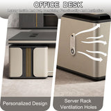 L Shaped Office Desk with Storage Cabinet, CPU Space and Cable Management