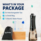 Puur Smile Professional Water Flosser - Advanced Dental Care for a Healthier Mouth, Gum, and Teeth - IPX7 Waterproof Oral Irrigator | 6 Replacement Tips, Travel-Friendly, Rechargeable - Oral Hygiene
