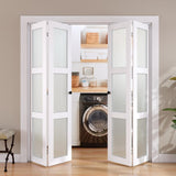 SMARTSTANDARD Bifold Door for 64" x 80-3/4" Opening, Tempered Frosted Glass