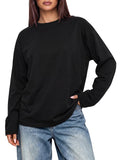 Sampeel Womens Long Sleeve Tops Oversized T Shirts Y2K Fall Clothes Black M