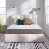 Amazon Basics Memory Foam Mattress, Soft Plush Feel, Breathable, 12 Inch, Queen, White/Grey