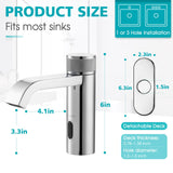 CDLODIN Automatic Sensor Touchless Bathroom Faucet, Manual Waterfall Faucets with Temperature Control Knob, Modern Chrome Sink Faucet Stainless Steel, Hands Free Lavatory Faucets for Single Hole