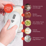 Mueller Electric Hand Mixer, 5 Speed with Snap-On Case, 250 W, Turbo Speed, 4 Stainless Steel Accessories, Beaters, Dough Hooks, Baking Supplies for Whipping, Mixing, Cookies, Bread, Cakes, White