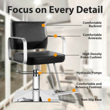 WINEDYOUNG Salon Chairs for Hair Stylist Chair Hydraulic Pump Hair Salon Chair 360 Degree Rotating Barber Chair, Spa Beauty Equipment for Hair Stylists, Tattoo Artists, Cosmetologists (Silvery)