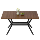 55 inch Dining Table for 4-6, Rectangle Kitchen Table with Storage Shelf