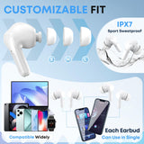 Wireless Earbuds, Bluetooth 5.4 Headphones HIFI Stereo/Crystal clear, White
