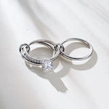 JINEAR Stackable Rings for Women Non Tarnish Sterling Silver Interlocking Ring Set Cubic Zirconia Statement Bands Interlocked Stacking Multi-Link Connected Rings Jewelry