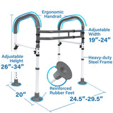 Vaunn Medical Adjustable Toilet Safety Rail for Seniors, Foldable Toilet Safety Frame for Elderly Adults, Bathroom Grab Bar Handle, Toilet Handle for Elderly & Disabled, Free-Standing (Gray)