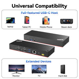 Hybrid USB-C with USB-A Adapter Docking Station for Lenovo Laptops, Dual Monitor