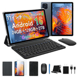 TABWEE Tablet 11 Inch Android 15 Tablets T90, 1920 * 1200 FHD Display, 24GB RAM 128GB ROM /2TB TF, T615 Octa-Core+13MP Camera, 8000mAh, Widevine L1, 2 in 1 Tablet with Keyboard Mouse Stylus, Gray
