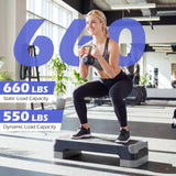 Goplus 3-in-1 Aerobic Step Platform, 600 LBS Adjustable Exercise Stepper with 4-Level Risers, Balance Trainers, Resistance Band, Non-Slip Workout Stepper for Home Gym, Cardio, Strength Training (Gray)