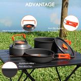 20Pcs Camping Cookware Mess Kit, Non-Stick Lightweight Camping Pots and Pans JUSFANE